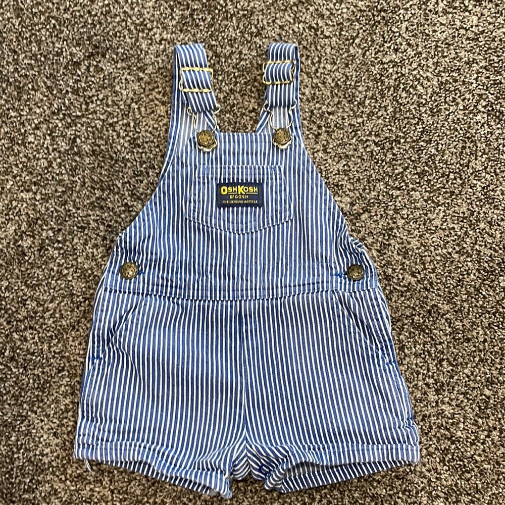 Vintage OshKosh striped shorts overalls